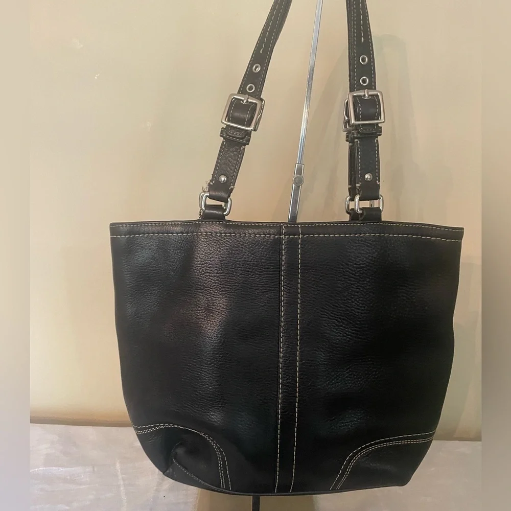 COACH HAMILTON BLACK PEBBLED LEATHER TOTE BAG D1072-F13809 - Picture 6 of 8